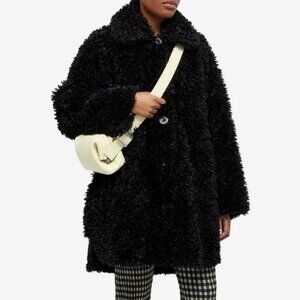 New Stand Studio Gwen Oversized Faux Fur Coat Black 34, XS $725